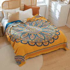 Bohemian Reversible Yellow Flower Summer Quilt