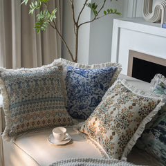 Jacquard Pattern Rural Retro Tassel Pillowcase