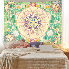 Tapisserie florale du zodiaque Soleil et Lune