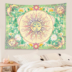 Tapisserie florale du zodiaque Soleil et Lune