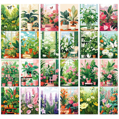 Wandcollage-Kartenset mit frischen grünen Blumen