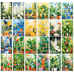 Wandcollage-Kartenset mit frischen grünen Blumen