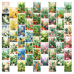 Wandcollage-Kartenset mit frischen grünen Blumen