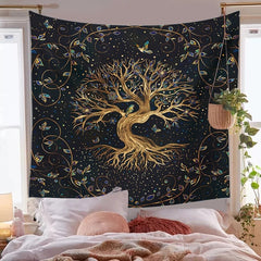 Goldener Lebensbaum Wandbehang
