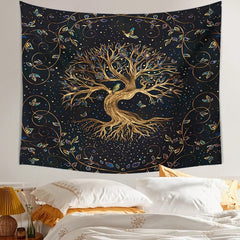 Goldener Lebensbaum Wandbehang