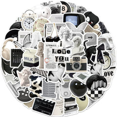 Schwarzweiß-Grunge-Ästhetik-Aufkleberpaket