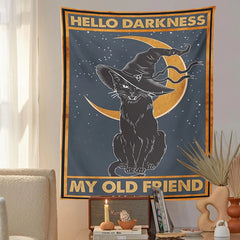 Tapisserie Hello Darkness Witchy Cat