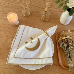 Embroidered Star And Moon Napkins
