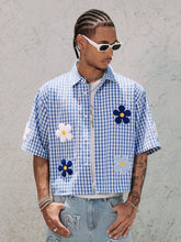 Flower Applique Short Sleeve Shirts