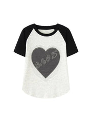 T-Shirt mit Stickerei und Patchwork-Ärmeln