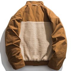 Manteau Sherpa à poches patchwork color block