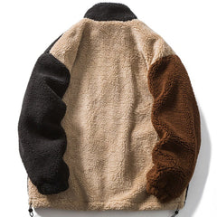 Manteau Sherpa patchwork à blocs de couleurs