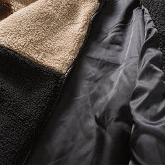 Manteau Sherpa patchwork à blocs de couleurs