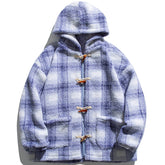 Wintermantel mit Kapuze und Kontrasteinsatz