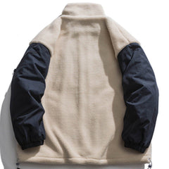 Contrast Stitching Sherpa Winter Coat