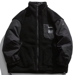 Contrast Stitching Sherpa Winter Coat