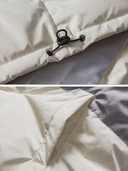 Cremefarbener Patchwork-Puffermantel