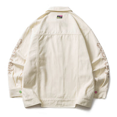 Veste en jean avec broderie florale