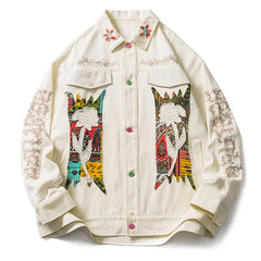 Veste en jean avec broderie florale