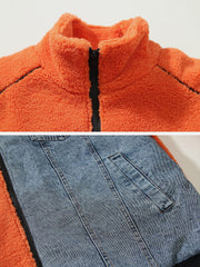 Manteau sherpa à panneaux en denim