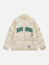 Detachable Hat Embroidered Winter Coat