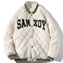 Manteau d'hiver à imprimé lettres et carreaux diamantés