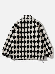 Manteau d'hiver en sherpa à motif diamant