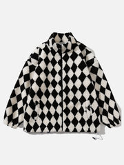 Manteau d'hiver en sherpa à motif diamant