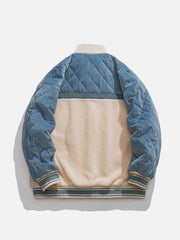 Diamond Plaid Patchwork Sherpa Coat