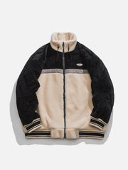 Diamond Plaid Patchwork Sherpa Coat