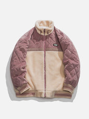 Diamond Plaid Patchwork Sherpa Coat