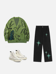 Strickjacke mit Dinosaurier-Cartoon-Muster