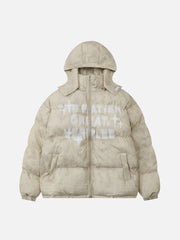 Manteau d'hiver à chapeau amovible en détresse