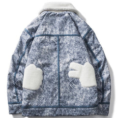 Manteau d'hiver à col en laine d'agneau vieilli