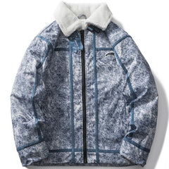 Manteau d'hiver à col en laine d'agneau vieilli