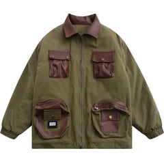 Wintermantel mit großen Taschennähten im Used-Look