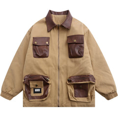 Wintermantel mit großen Taschennähten im Used-Look