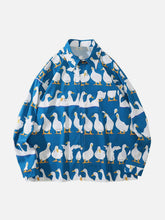 Oversize-Langarmhemd mit Enten-Print