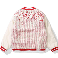 Wintermantel mit Hahnentrittmuster und gestickten Buchstaben