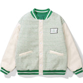 Wintermantel mit Hahnentrittmuster und gestickten Buchstaben