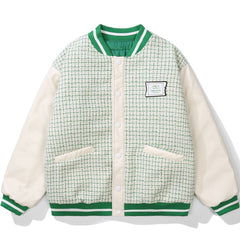 Wintermantel mit Hahnentrittmuster und gestickten Buchstaben