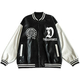 Wintermantel aus PU-Leder mit gestickten Buchstaben