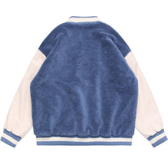 Manteau d'hiver Sherpa à lettres brodées