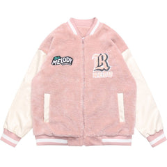 Manteau d'hiver Sherpa à lettres brodées