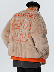 Manteau Sherpa à chiffres brodés