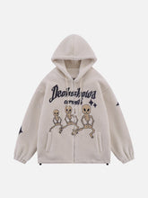 Sherpa-Mantel mit Totenkopf-Stickerei