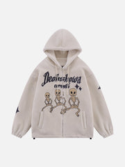 Manteau Sherpa à tête de mort brodée