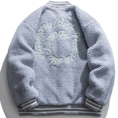 Manteau d'hiver en sherpa uni brodé