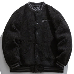 Manteau d'hiver en sherpa uni brodé