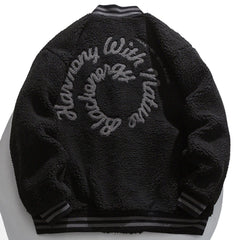 Manteau d'hiver en sherpa uni brodé